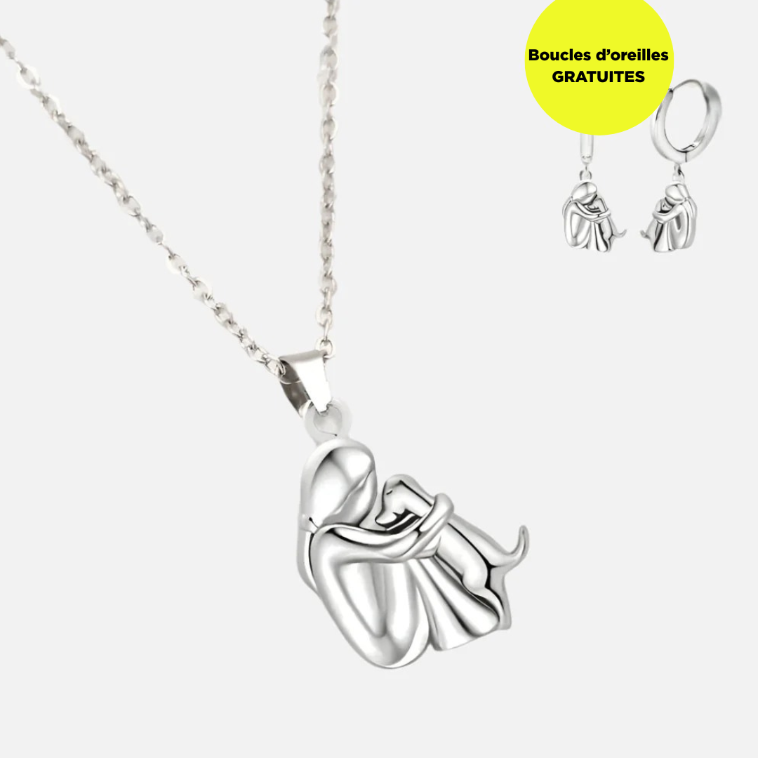 Collier Pendentif Câlin avec Boucles d'Oreilles Bonus – Offre Limitée