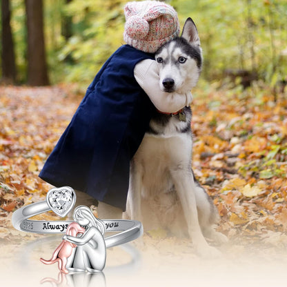 Bague Chien ajustable en argent sterling 925
