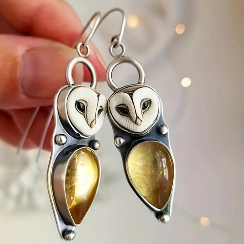 Boho Owl Drop Earrings – Sans nickel, idéales pour les oreilles sensibles