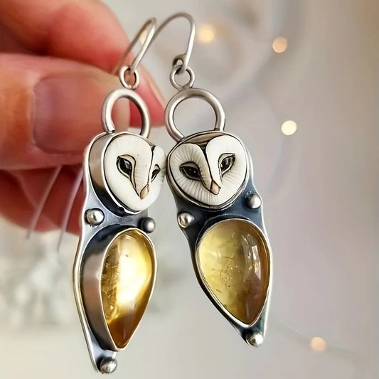 Boho Owl Drop Earrings – Sans nickel, idéales pour les oreilles sensibles